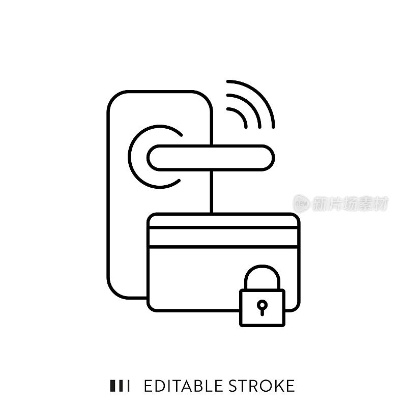 酒店房间门线图标设计与可编辑的笔画。适用于信息图表，网页，移动应用程序，UI, UX和GUI设计。